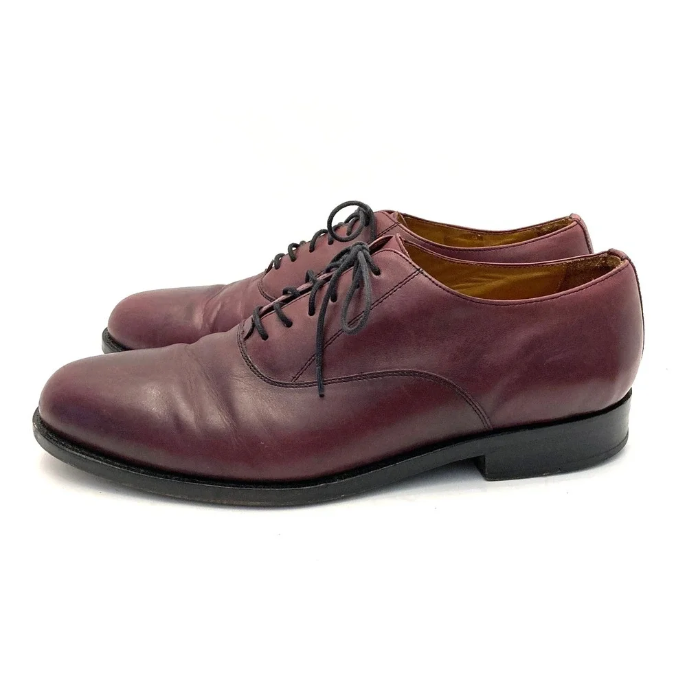 Lands End Burgundy‎ Leather Oxford Shoes Mens 10 M Lace Up Leather Lined